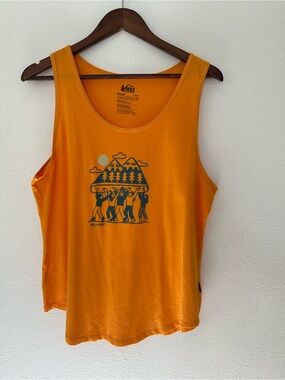 REI Women’s Orange Graphic Tank with Outdoor Illustration